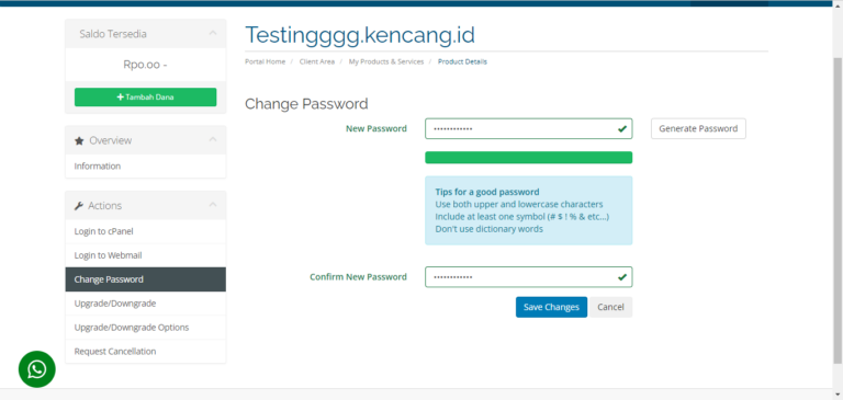 Cara Mengganti Password CPanel Di Clientarea ArenHost - ArenPedia